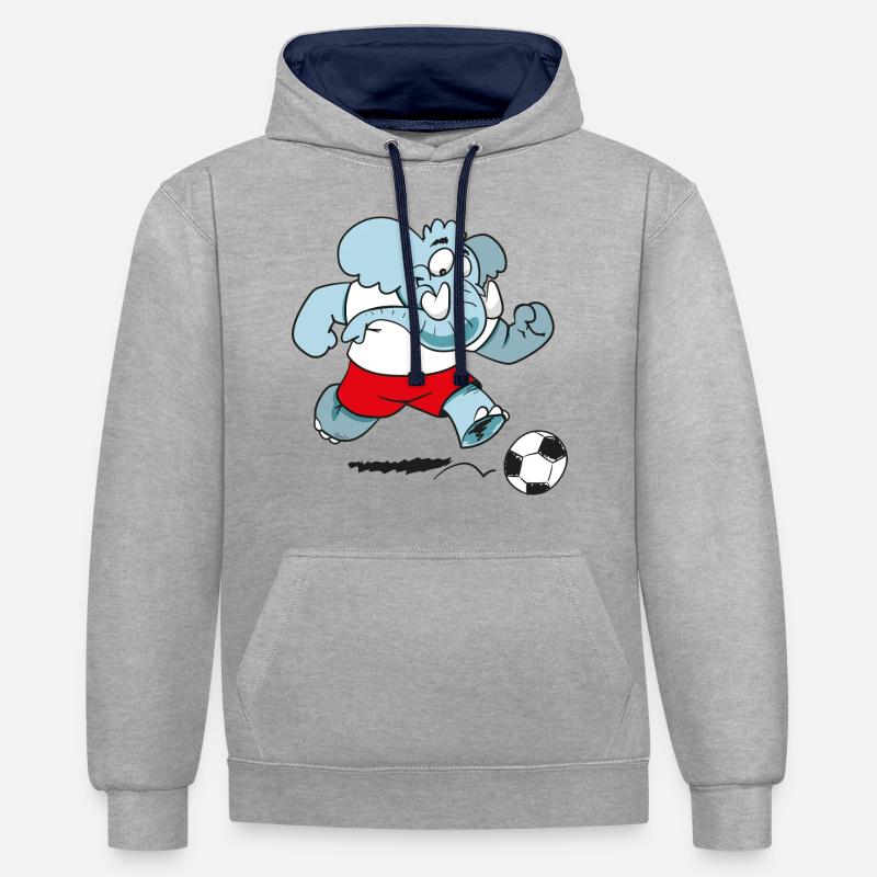 Elephant Footballeur - Sweat à capuche contrasté - gris chiné/bleu marine