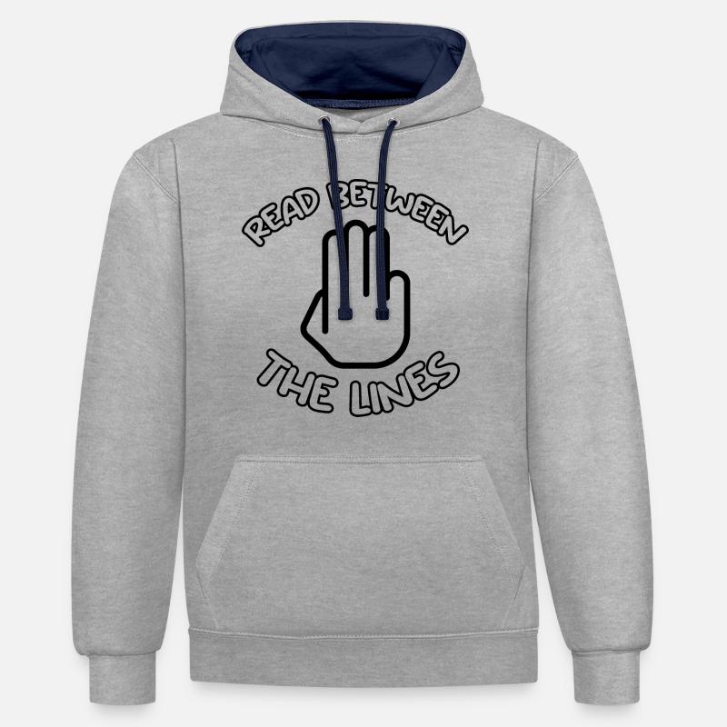 LIRE ENTRE LES LIGNES - Sweat à capuche contrasté - gris chiné/bleu marine
