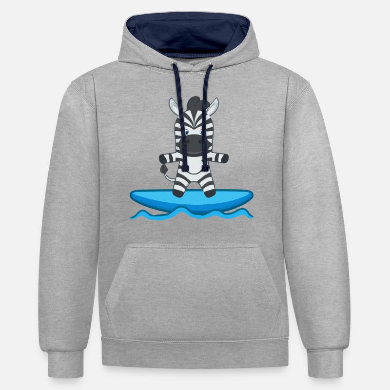 Surf zébré - Sweat à capuche contrasté - gris chiné/bleu marine