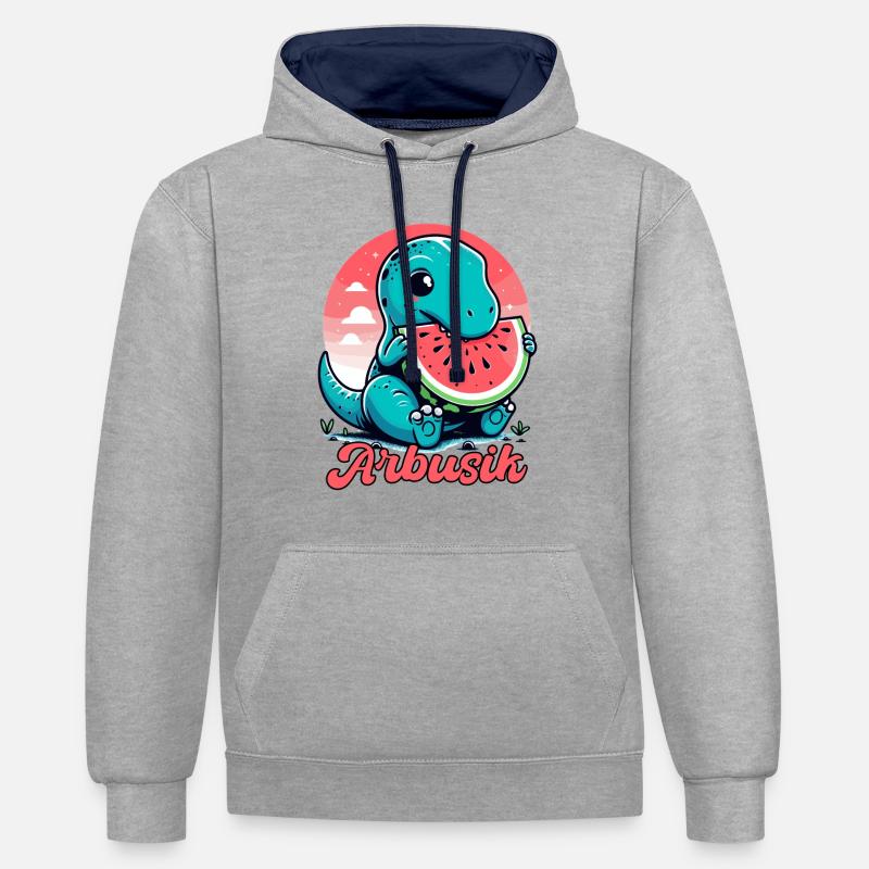 Mignon T-Rex Pastèque Arbusik Cadeau - Sweat à capuche contrasté - gris chiné/bleu marine