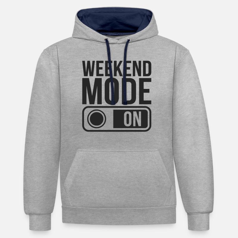 Mode week-end activé - Sweat à capuche contrasté - gris chiné/bleu marine