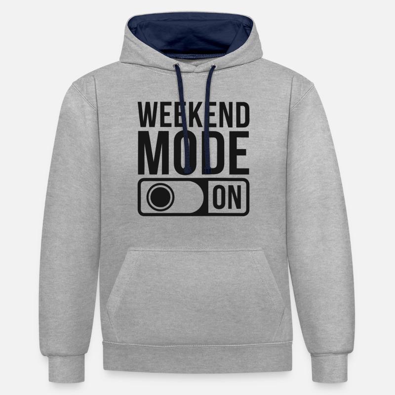 Mode week-end activé - Sweat à capuche contrasté - gris chiné/bleu marine