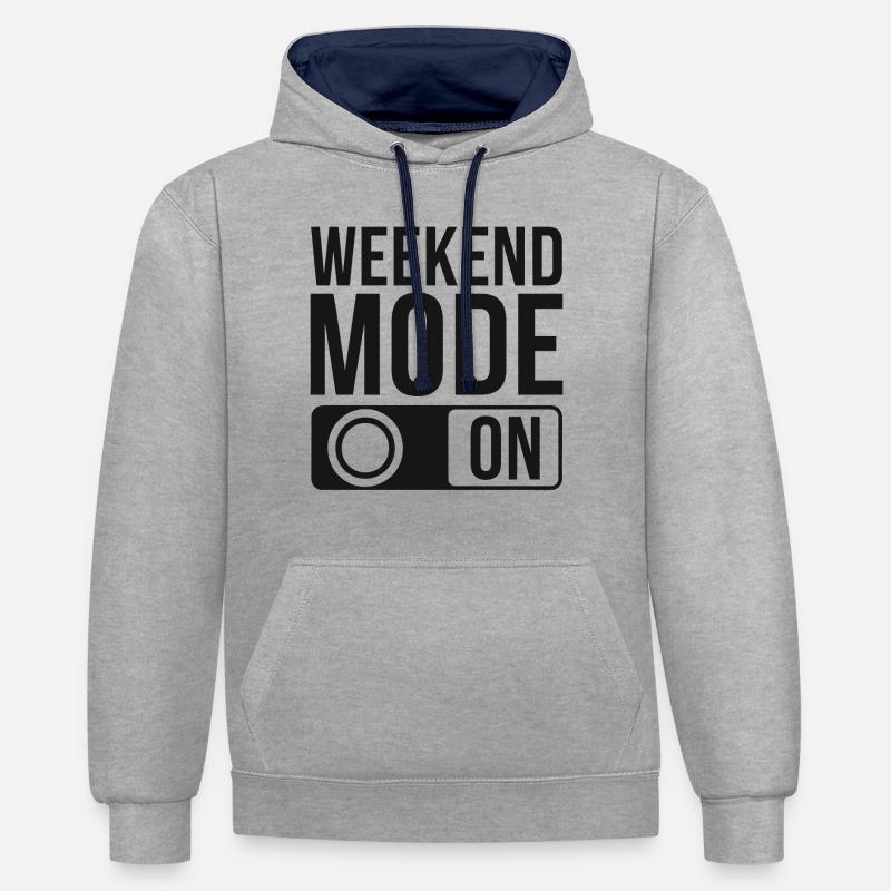 Mode week-end activé - Sweat à capuche contrasté - gris chiné/bleu marine