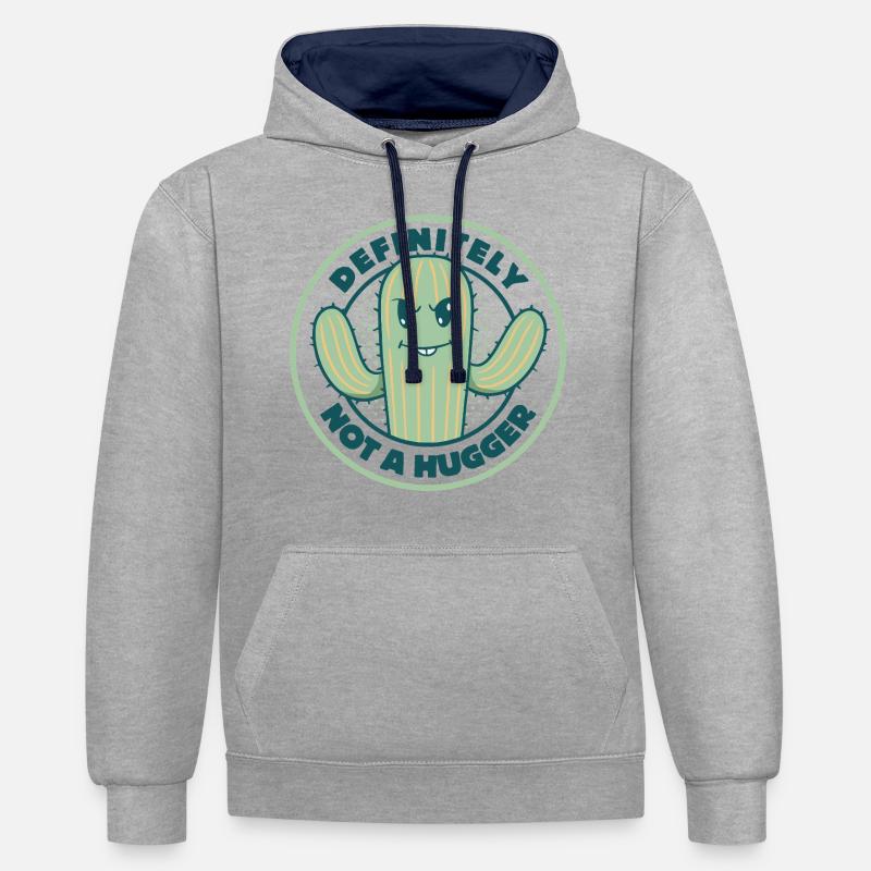 Certainement pas un câlin - Sweat à capuche contrasté - gris chiné/bleu marine
