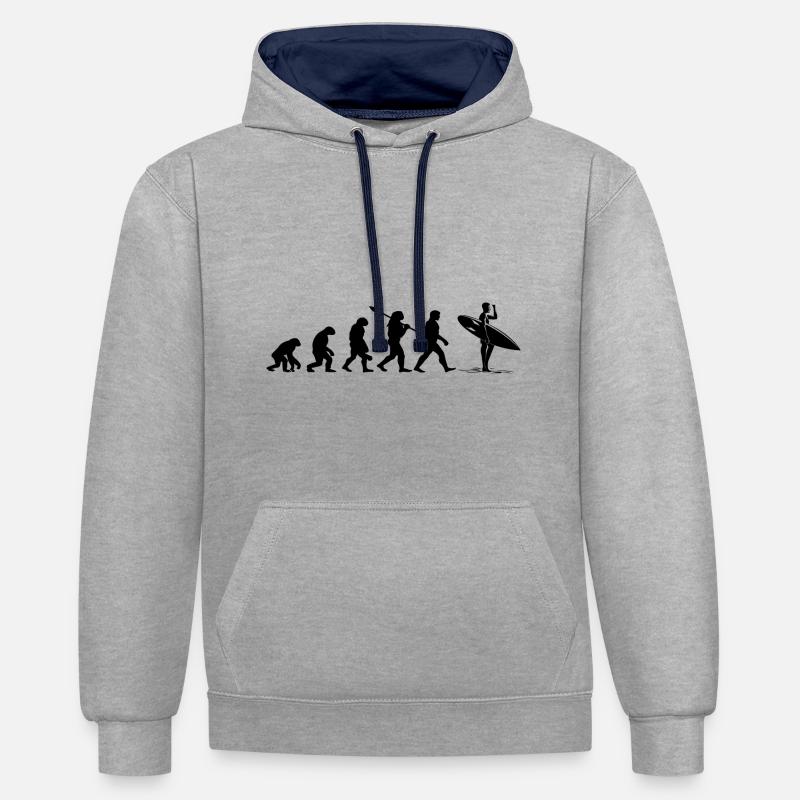 Évolution Surf - Sweat à capuche contrasté - gris chiné/bleu marine