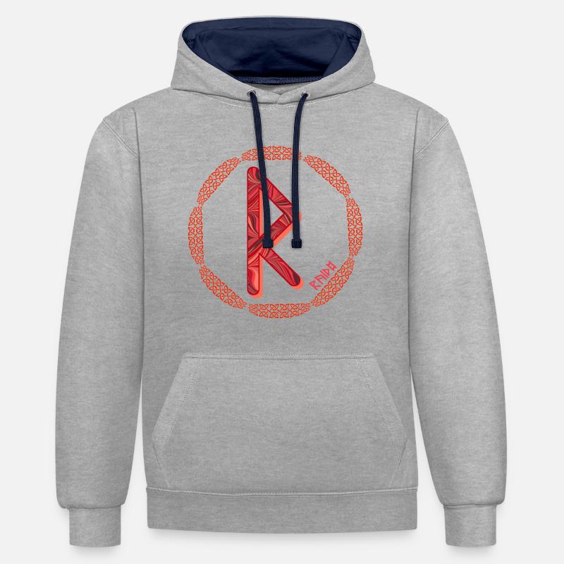 rune raido e 18 - Sweat à capuche contrasté - gris chiné/bleu marine