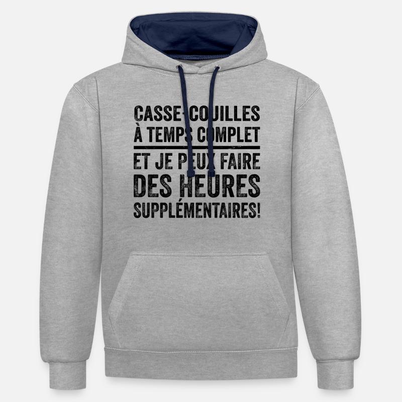 Casse-couilles À Temps Complet - Sweat à capuche contrasté - gris chiné/bleu marine