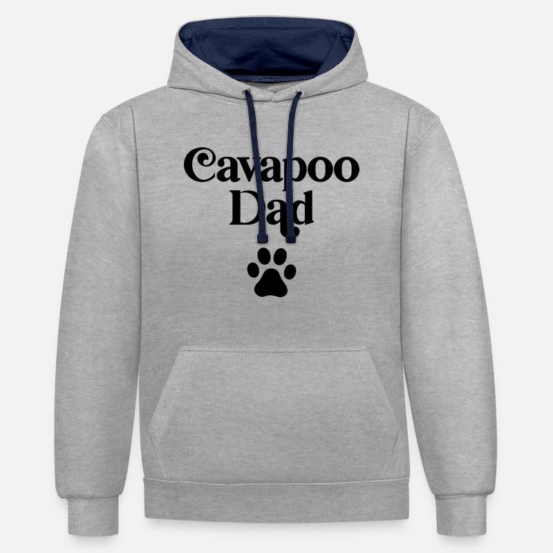 Papa Cavapoo - Sweat à capuche contrasté - gris chiné/bleu marine