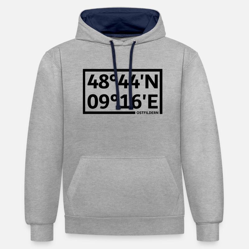 Coordonnées d’Ostfildern - Sweat à capuche contrasté - gris chiné/bleu marine