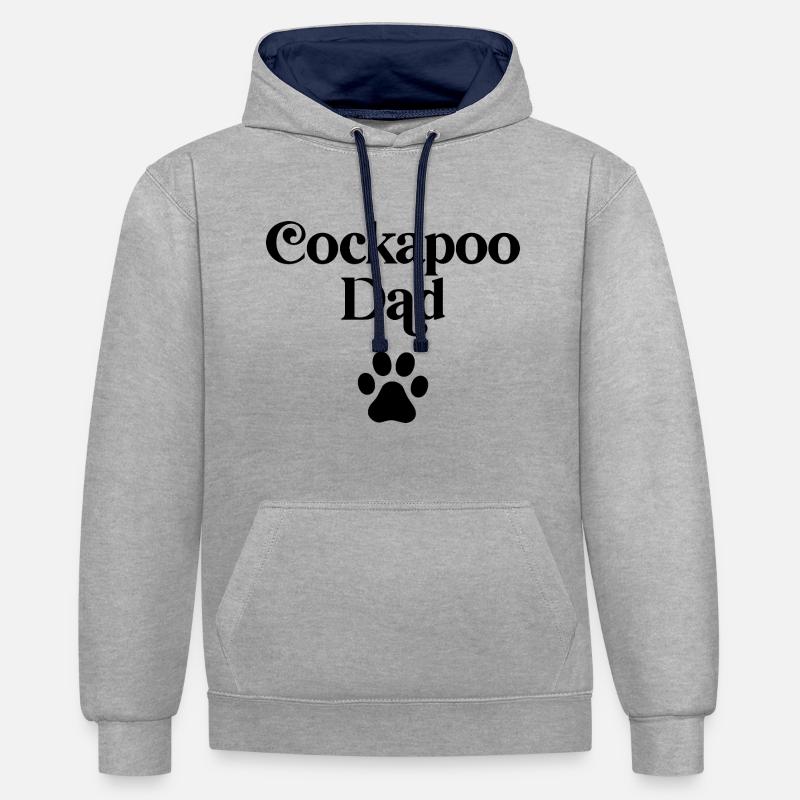 Papa Cockapoo - Sweat à capuche contrasté - gris chiné/bleu marine