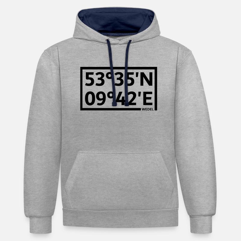 Coordonnées de Wedel - Sweat à capuche contrasté - gris chiné/bleu marine