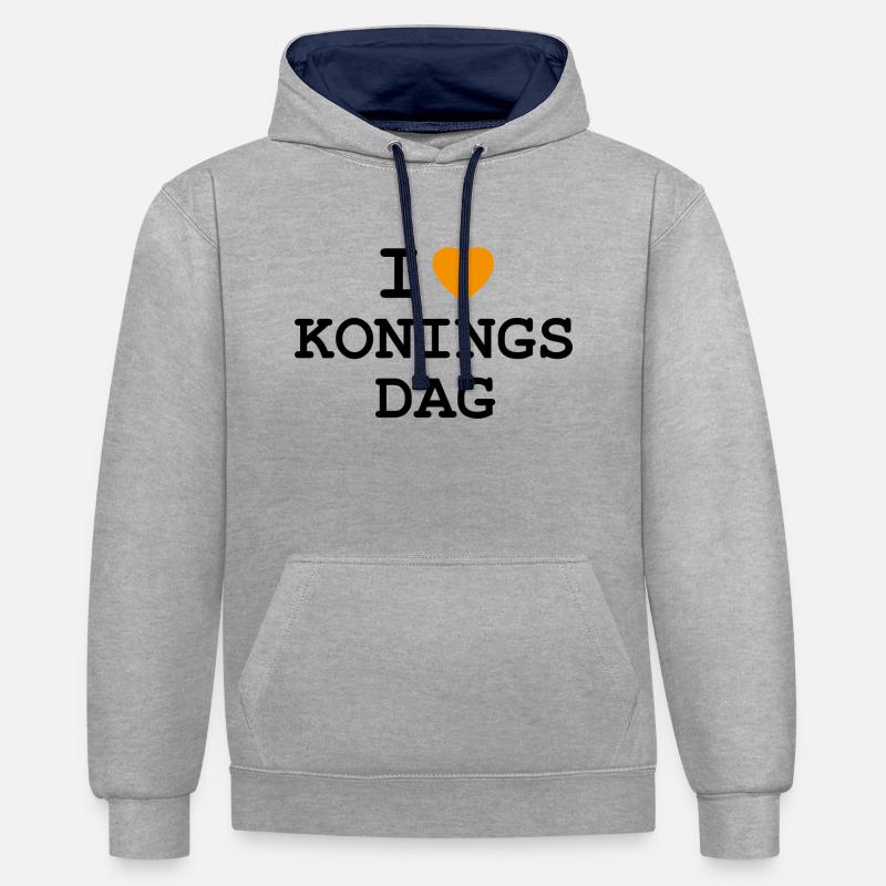 J’adore King’s Day - Sweat à capuche contrasté - gris chiné/bleu marine