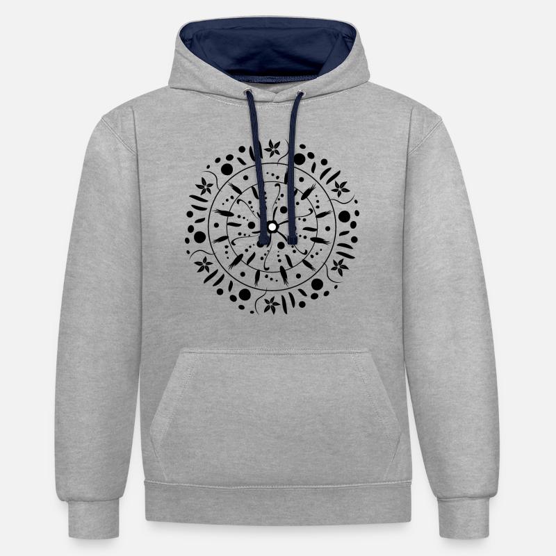 Grain Circle Pattern Gift Idea - Contrast hoodie - heather grey/navy