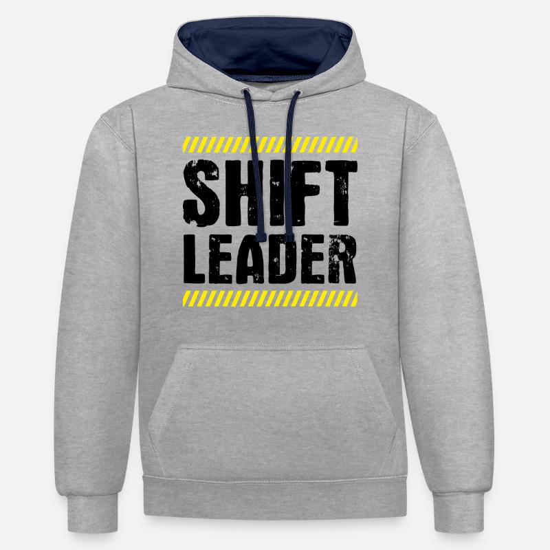 Shiftleader Schichtleitung Chef - Kontrast-Hoodie - Grau meliert/Navy