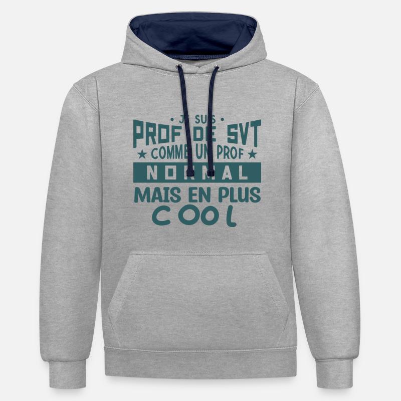 Prof de SVT super cool - Sweat à capuche contrasté - gris chiné/bleu marine