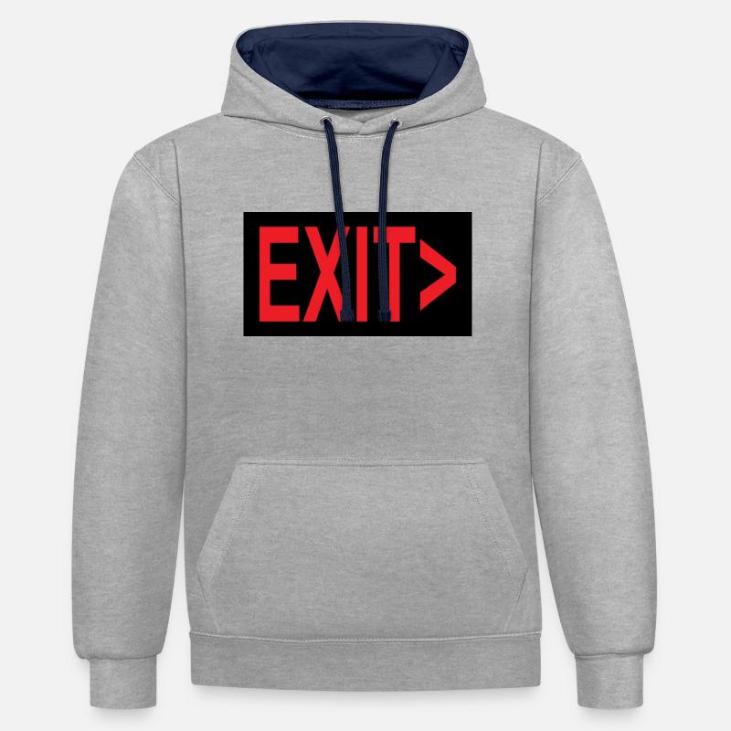 Exit / Exit / Emergency Exit - Contrast hoodie - heather grey/navy