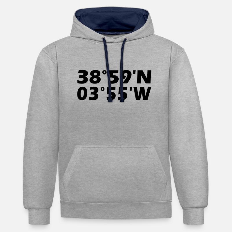 Coordonnées de Ciudad Real - Sweat à capuche contrasté - gris chiné/bleu marine