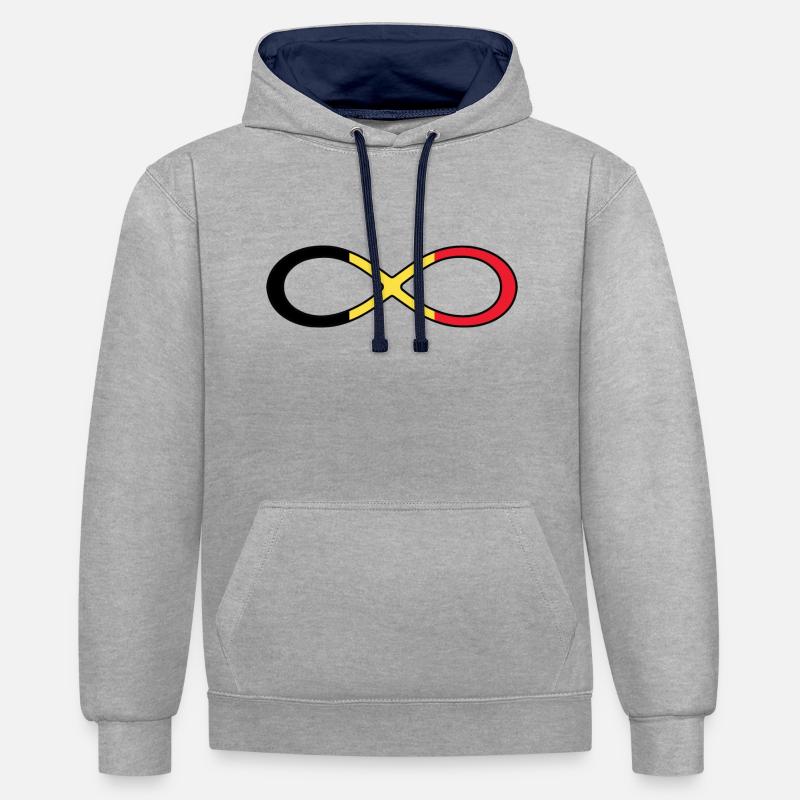 Icône de drapeau drapeau Belgique - Sweat à capuche contrasté - gris chiné/bleu marine