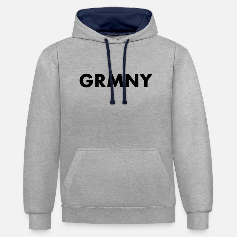 GRMNY - Sweat à capuche contrasté - gris chiné/bleu marine
