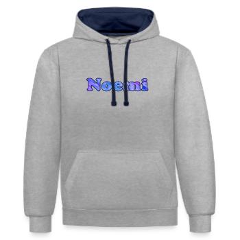 Noèmes - Sweat à capuche contrasté - gris chiné/bleu marine - Devant - Liana (172cm) & Jaron (178cm)