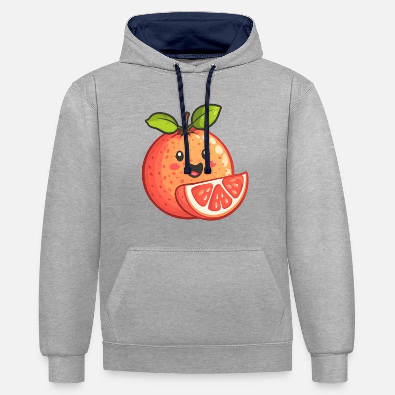 Grapefruit - Kontrast-Hoodie - Grau meliert/Navy