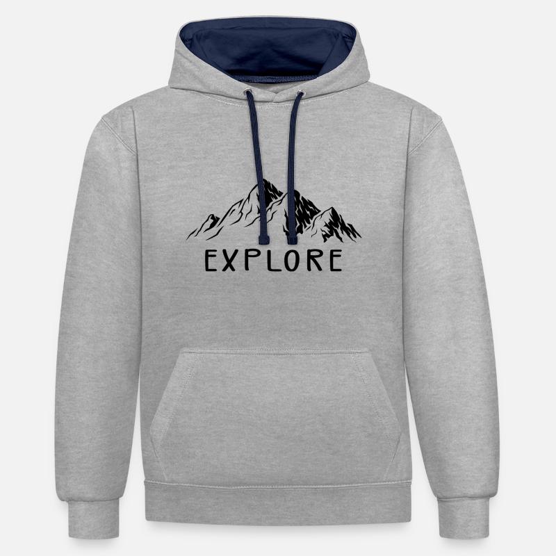 Explore more - Sweat à capuche contrasté - gris chiné/bleu marine