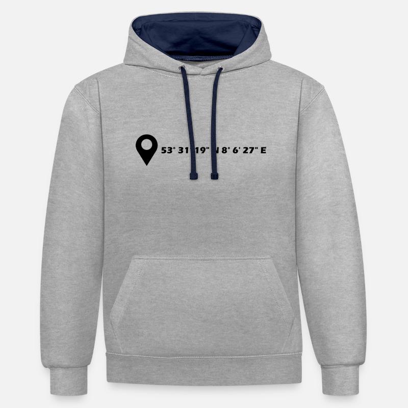 Coordonnées de Wilhelmshaven - Sweat à capuche contrasté - gris chiné/bleu marine
