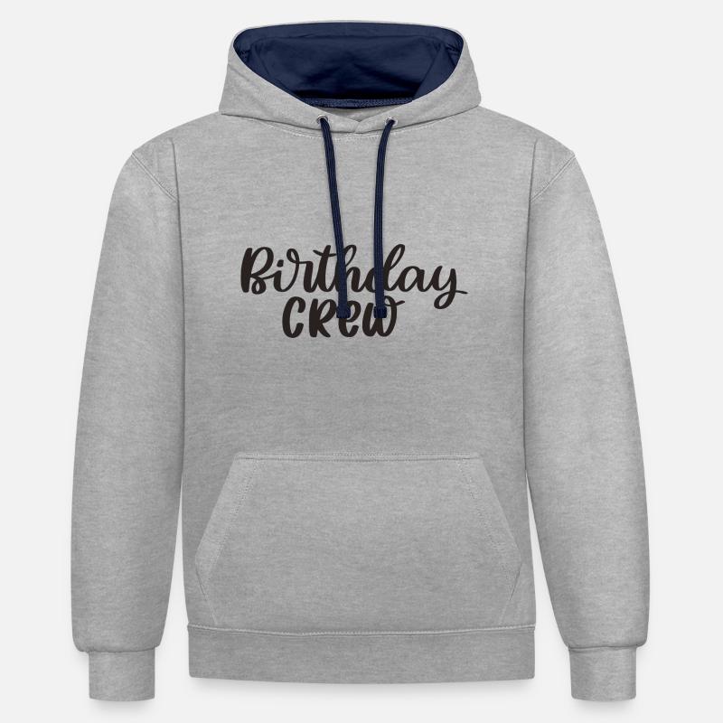 Anniversaire Équipage Joyeux anniversaire - Sweat à capuche contrasté - gris chiné/bleu marine
