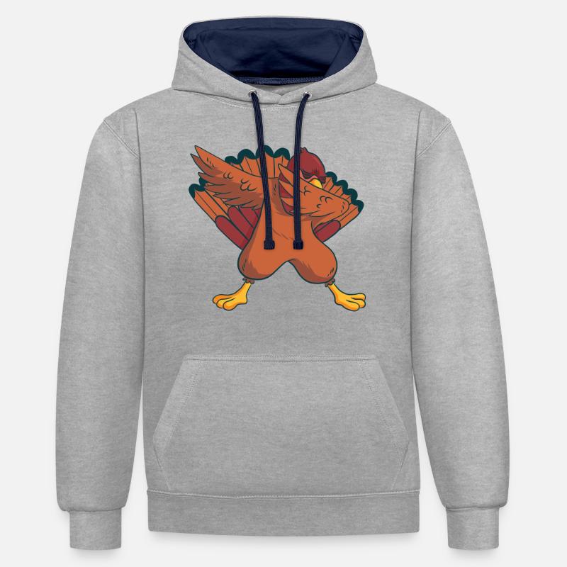 Dinde Dinde - Sweat à capuche contrasté - gris chiné/bleu marine