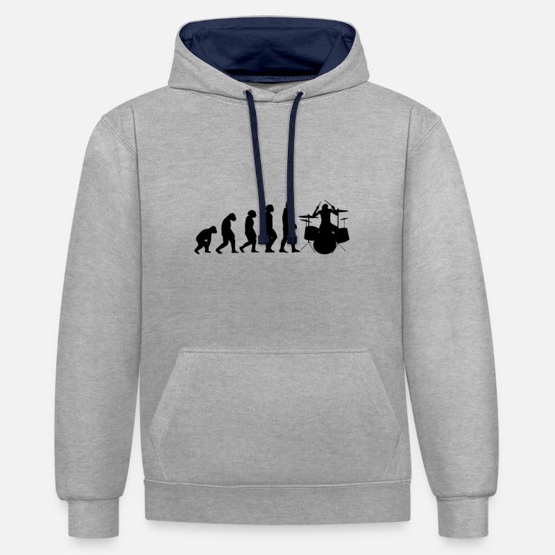 Batteur de batterie Evolution II - Sweat à capuche contrasté - gris chiné/bleu marine