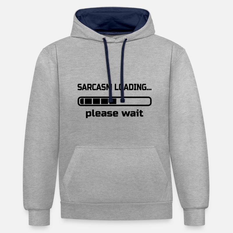 sarcasm loading… please wait. Humour - Sweat à capuche contrasté - gris chiné/bleu marine