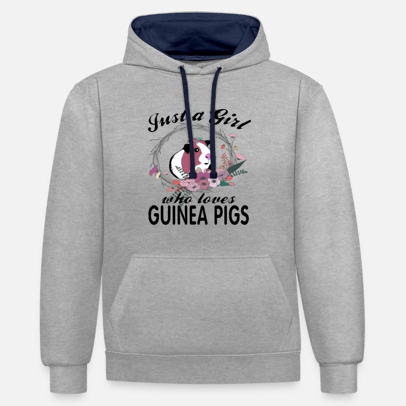 Cadeau cochon d'Inde - Sweat à capuche contrasté - gris chiné/bleu marine