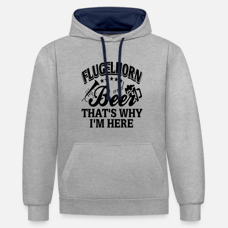 Piano à queue - Sweat à capuche contrasté - gris chiné/bleu marine