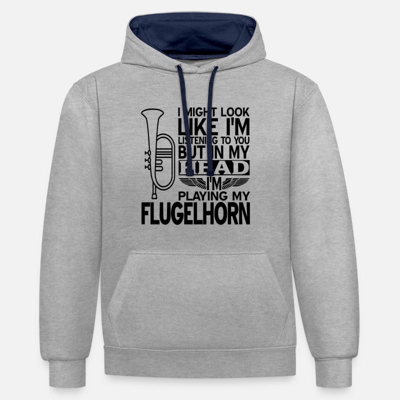 Bugle - Sweat à capuche contrasté - gris chiné/bleu marine