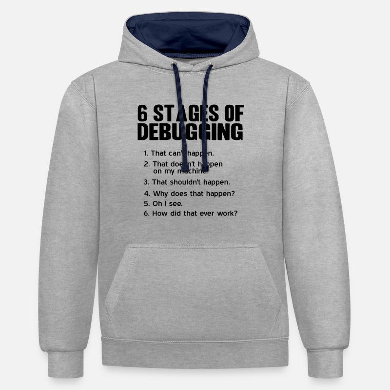 programmeur - Sweat à capuche contrasté - gris chiné/bleu marine