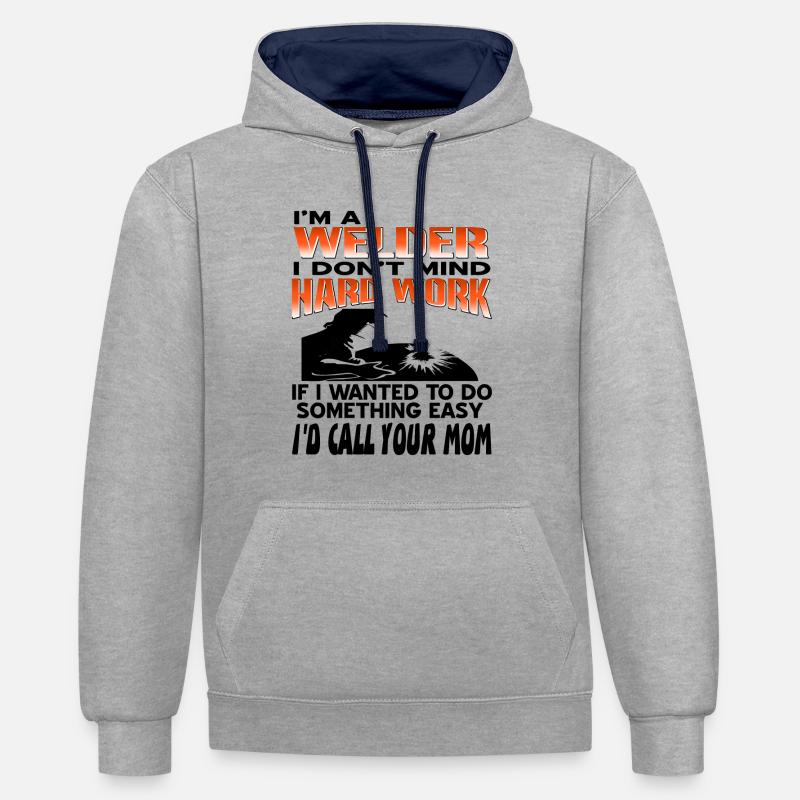 Soudeurs - Sweat à capuche contrasté - gris chiné/bleu marine