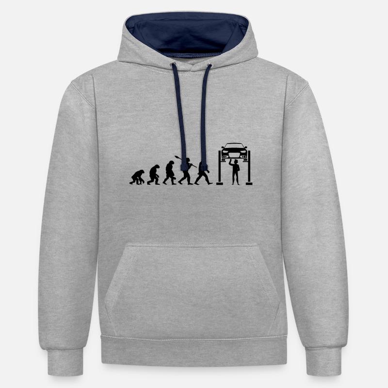 Evolution mécanique - Sweat à capuche contrasté - gris chiné/bleu marine