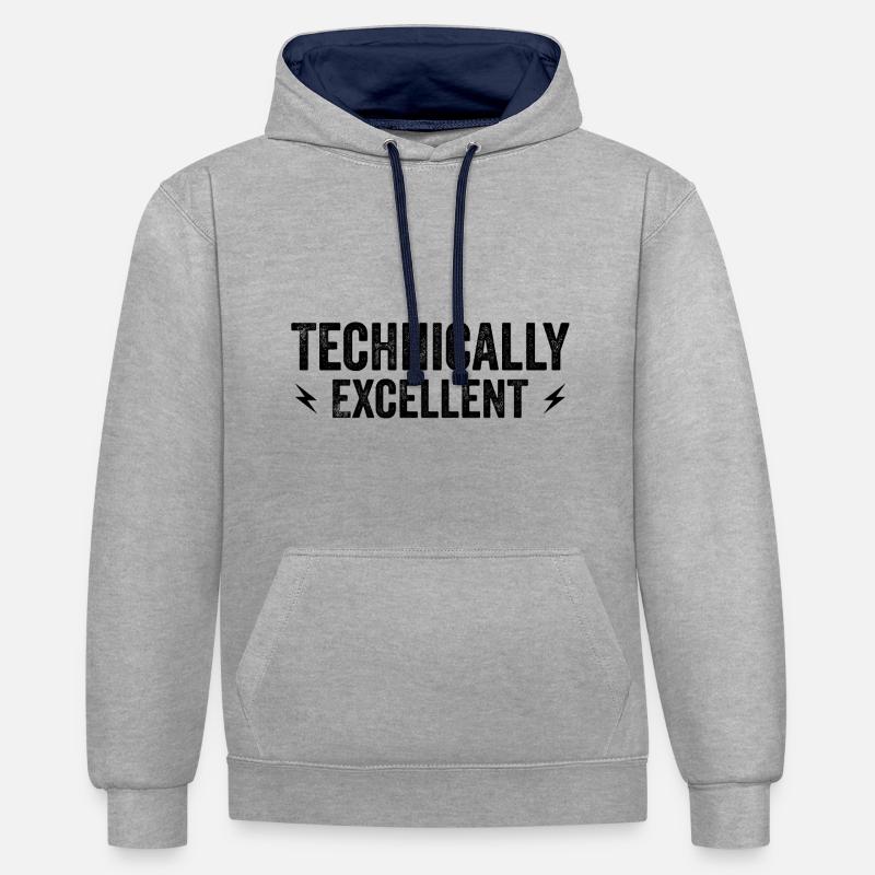 Technically Excellent - Sweat à capuche contrasté - gris chiné/bleu marine