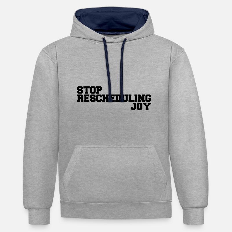 Stop Rescheduling Joy - Sweat à capuche contrasté - gris chiné/bleu marine