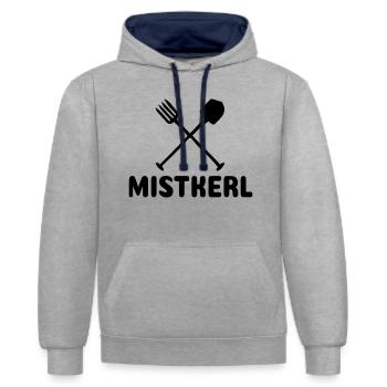Bâtard Noir - Sweat à capuche contrasté - gris chiné/bleu marine - Devant - Liana (172cm) & Jaron (178cm)