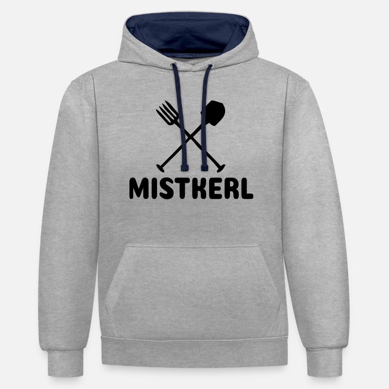 Bâtard Noir - Sweat à capuche contrasté - gris chiné/bleu marine