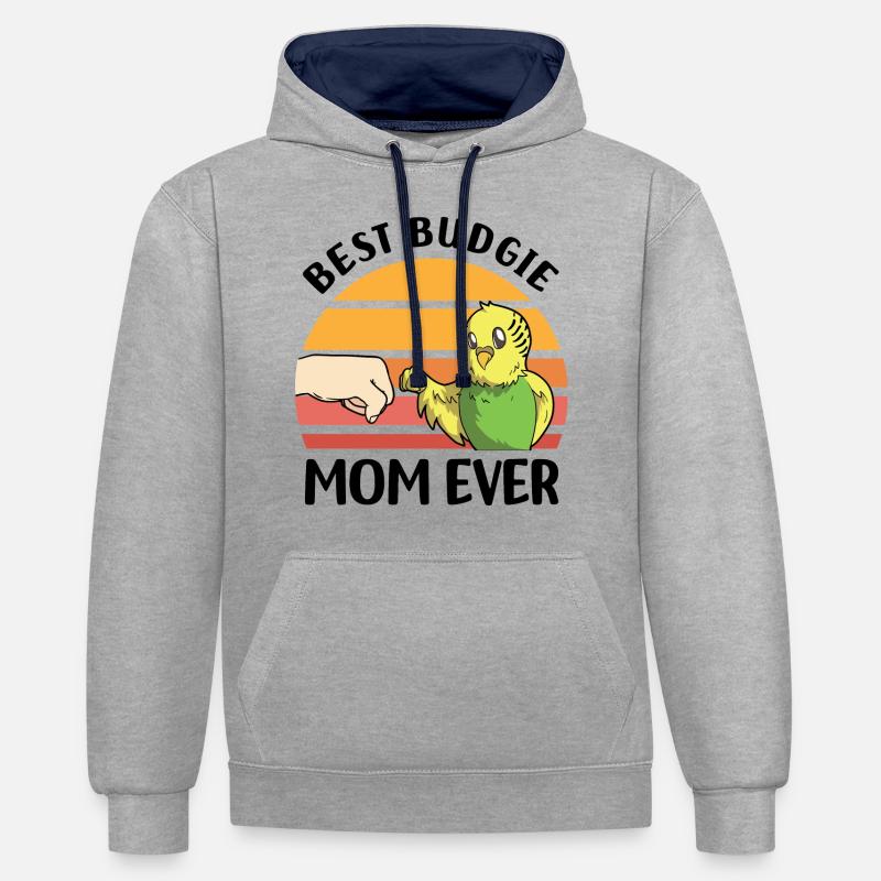 Perruche ondulée - Sweat à capuche contrasté - gris chiné/bleu marine