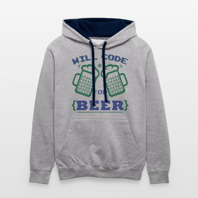Funny Beer Coding Coder Contrast hoodie