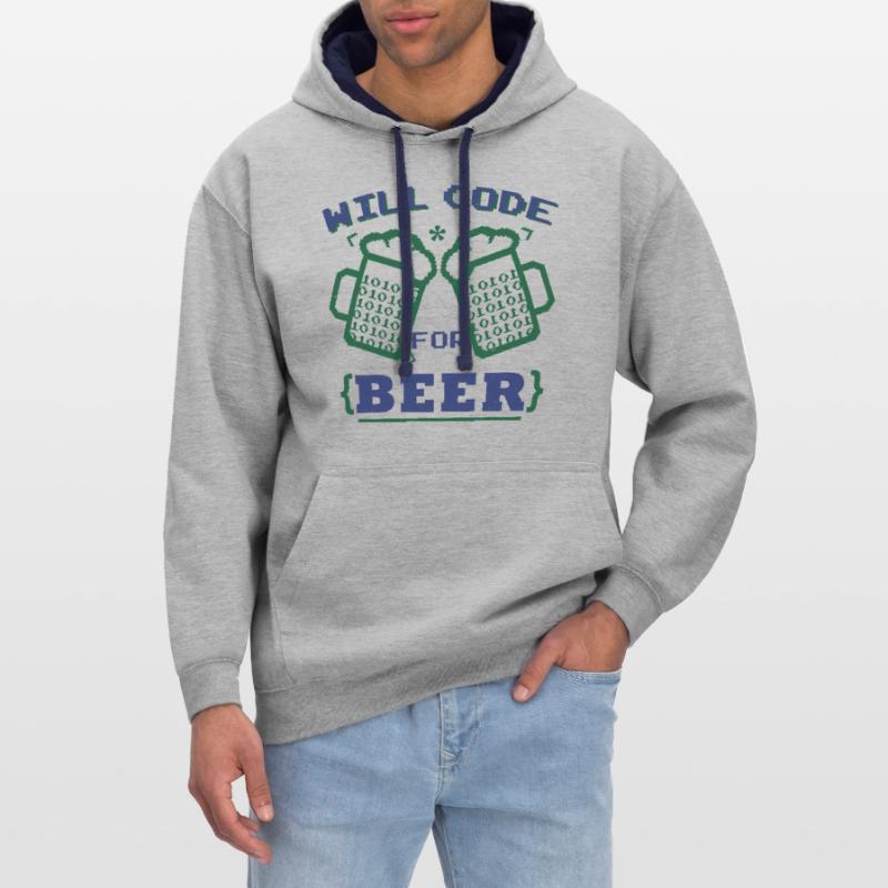 Funny Beer Coding Coder Contrast hoodie