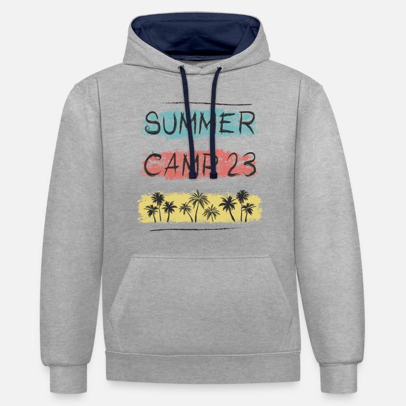 Camp d’été 2023 - Sweat à capuche contrasté - gris chiné/bleu marine