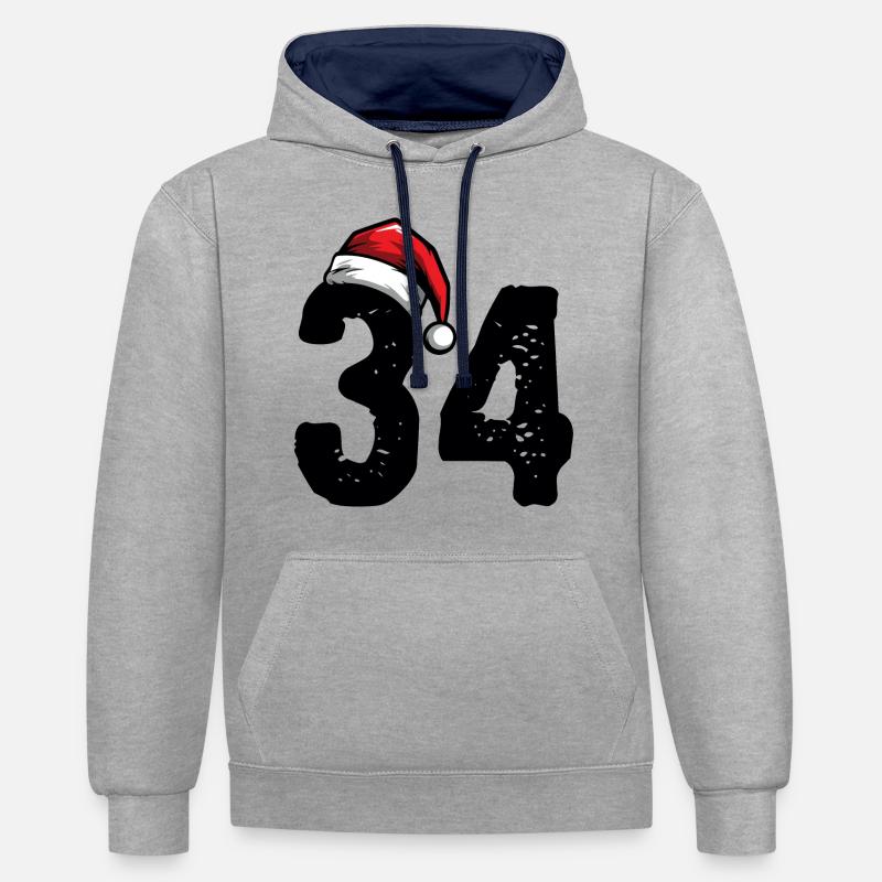 34 Numéro Noël - Sweat à capuche contrasté - gris chiné/bleu marine