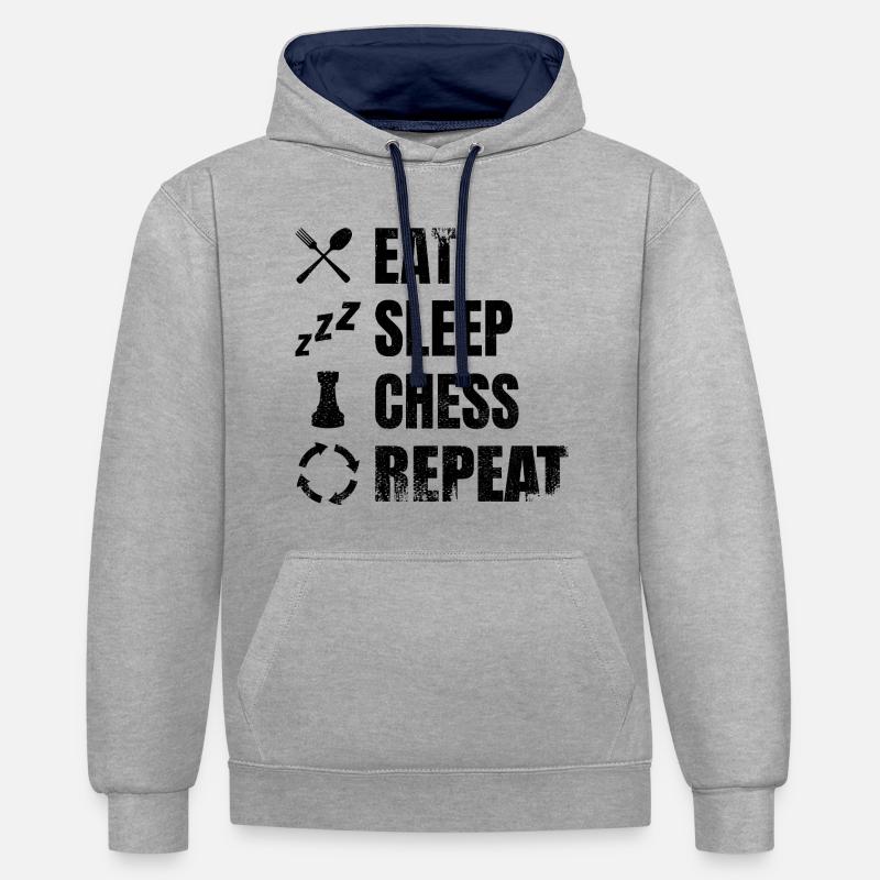 Manger, dormir, répéter les échecs - Sweat à capuche contrasté - gris chiné/bleu marine