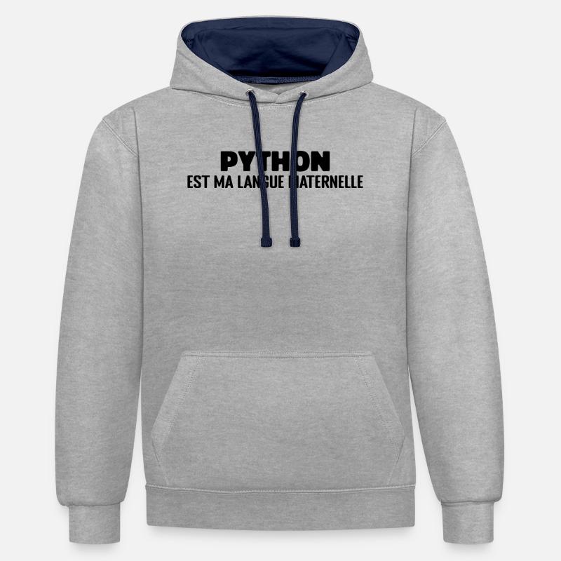 Python Est Ma Langue Maternelle - Sweat à capuche contrasté - gris chiné/bleu marine