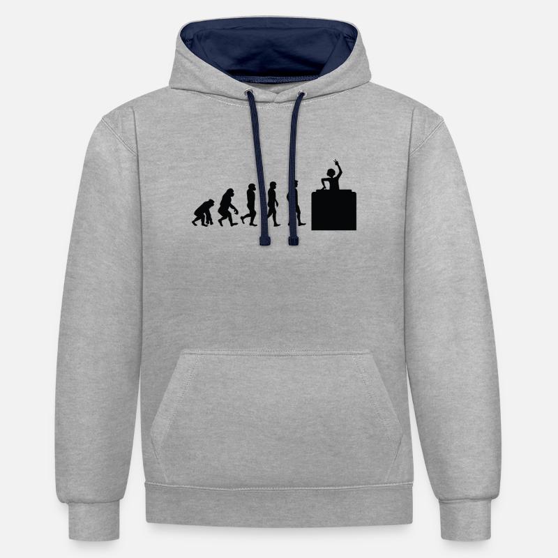 DJ évolution - Sweat à capuche contrasté - gris chiné/bleu marine