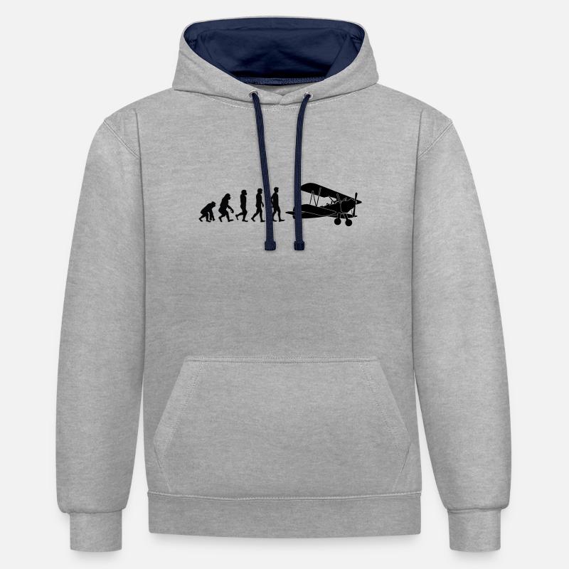 pilote évolution - Sweat à capuche contrasté - gris chiné/bleu marine